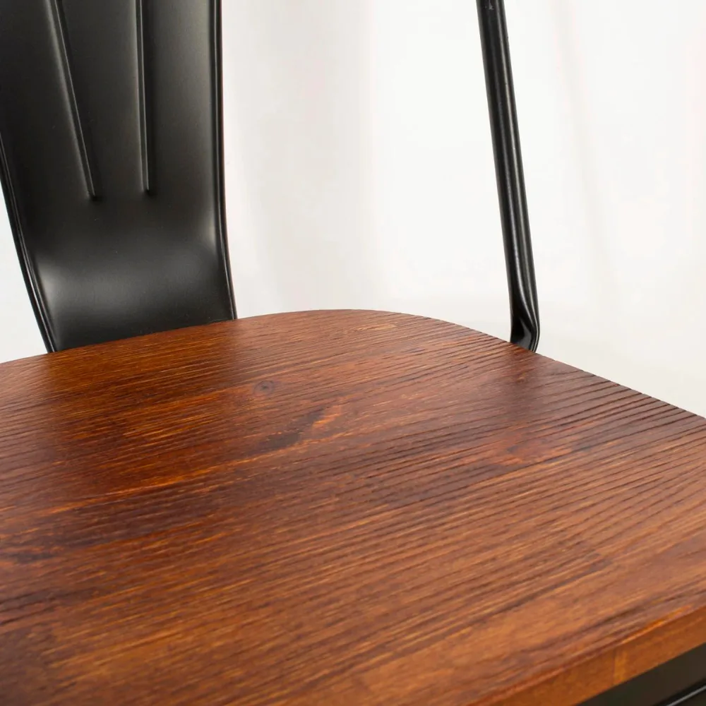 Silla Tolix con asiento de madera