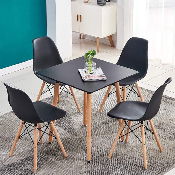 Comedor Eames 4 sillas clásicas – Mesa cuadrada