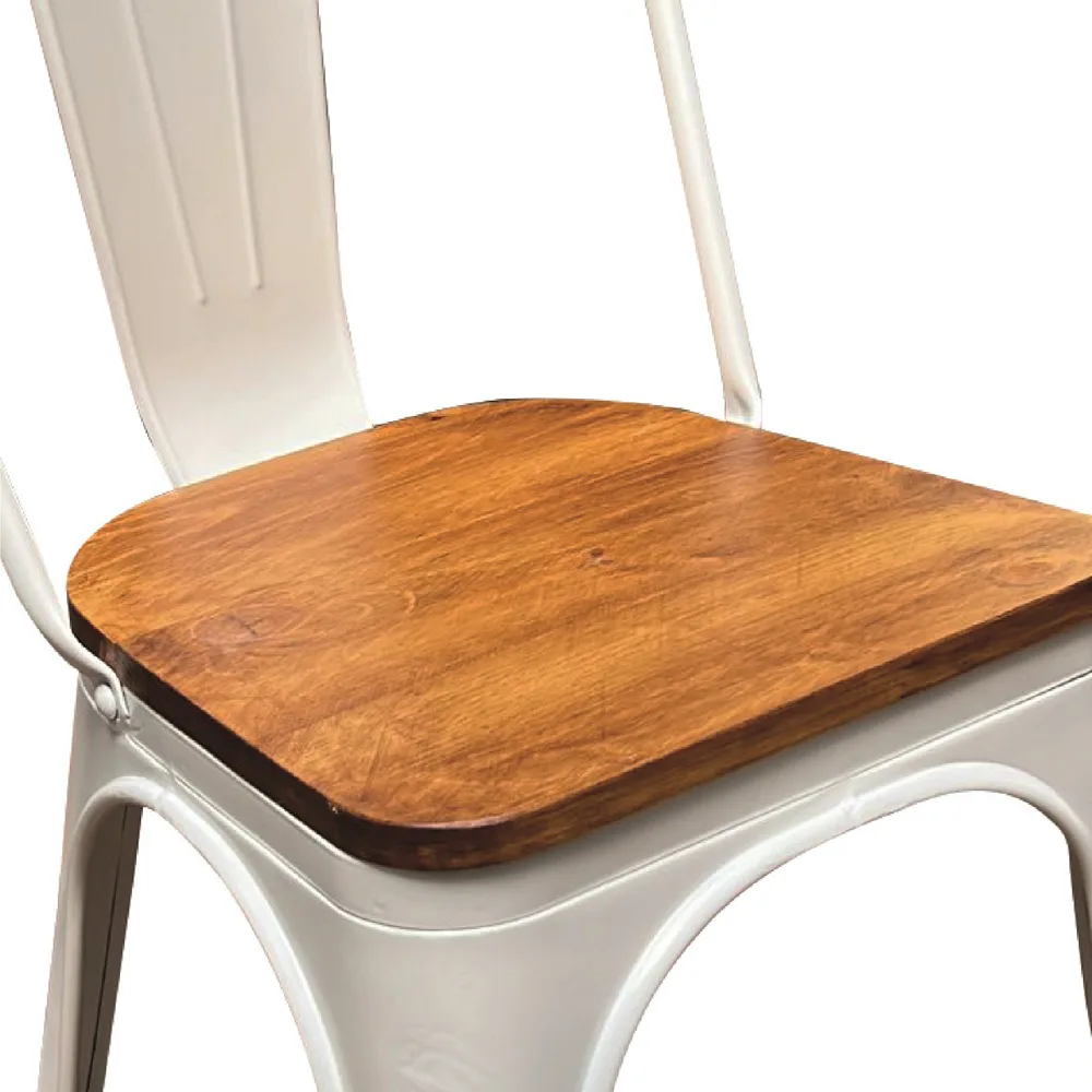 Silla Tolix con asiento de madera