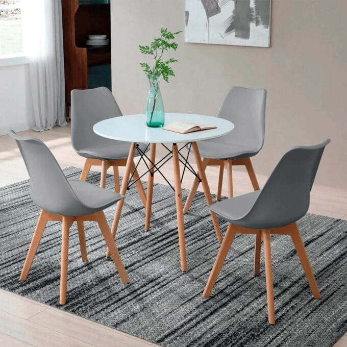 Comedor Eames 4 Personas - Mesa Redonda Clásica