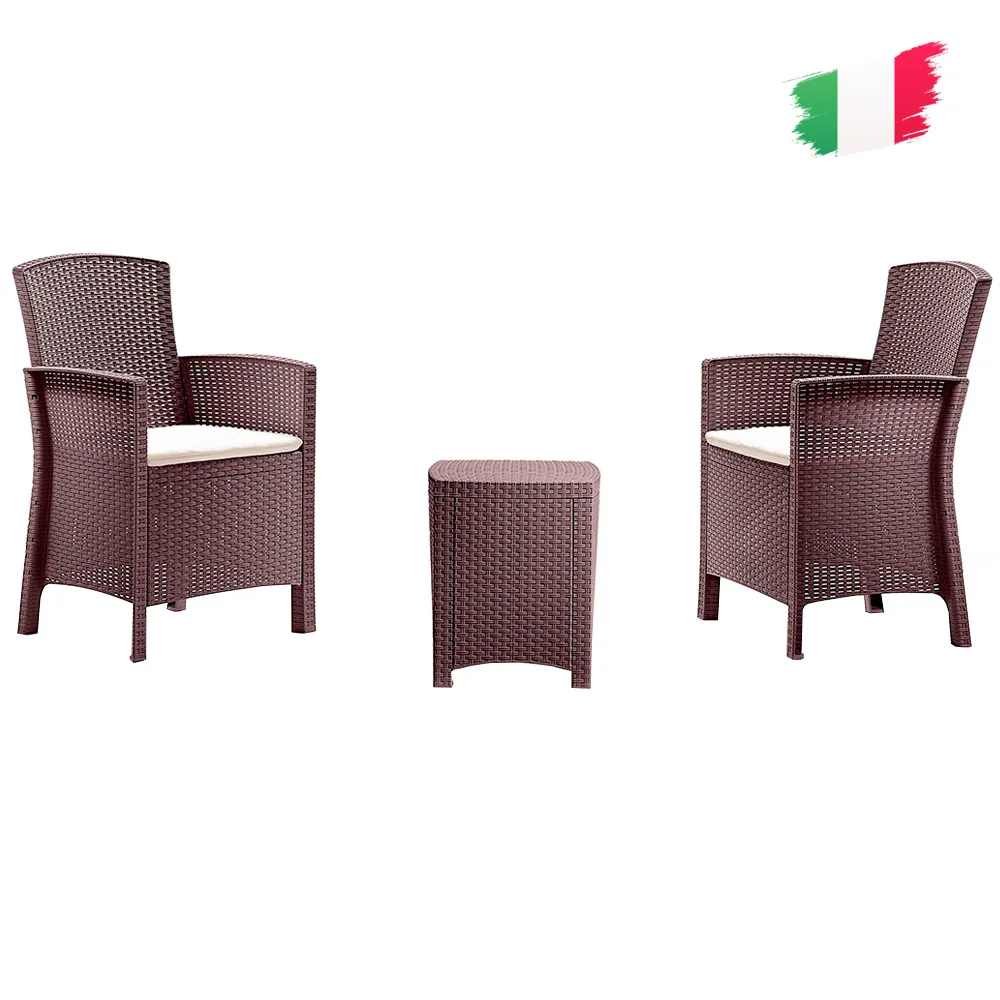 Juego de jardín Italiano de Rattan sintético con Mesa Baúl