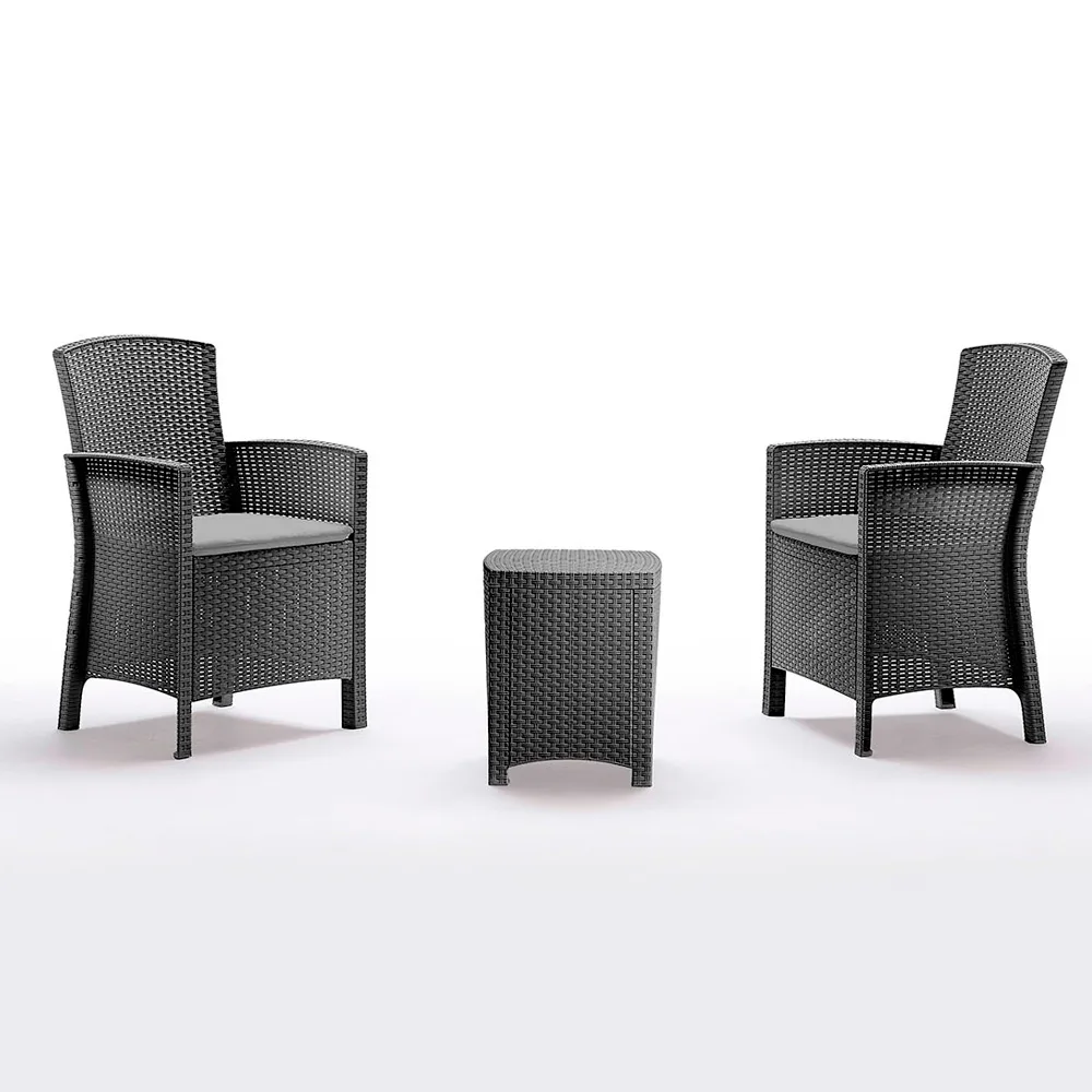 Juego de jardín Italiano de Rattan sintético con Mesa Baúl