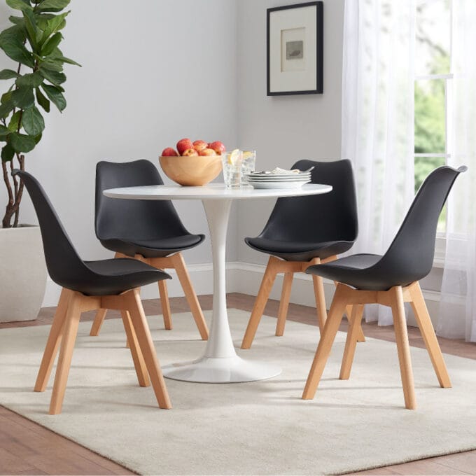 Comedor Tulip 4 Personas – Mesa Redonda 1,0m