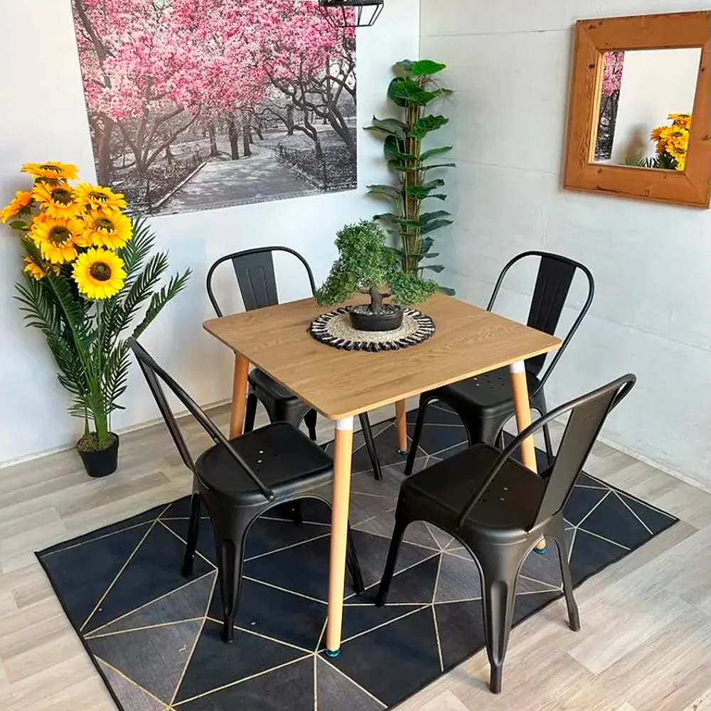 Set Eames Tolix 4 Personas - Mesa Roble