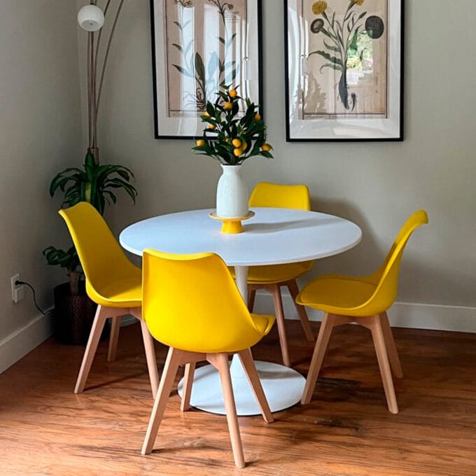 Comedor Tulip 4 Personas - Mesa Redonda 80cm
