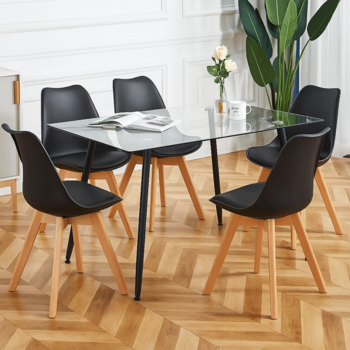 Comedor 4 Personas – Mesa rectangular Vidrio