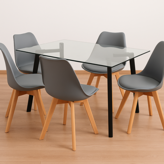 Comedor 4 Personas – Mesa rectangular Vidrio