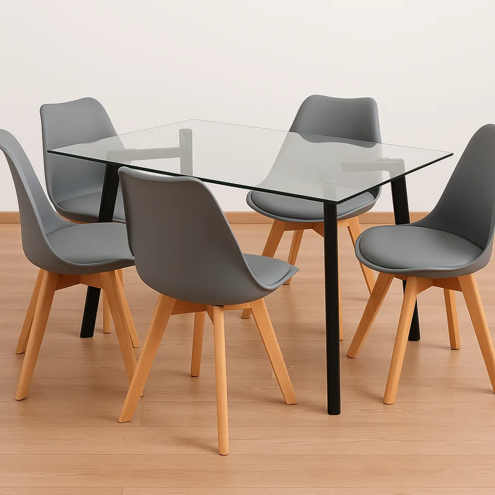 Comedor 4 Personas – Mesa rectangular Vidrio