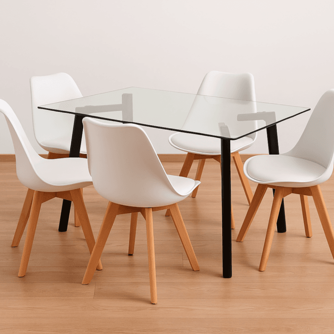 Comedor 4 Personas – Mesa rectangular Vidrio