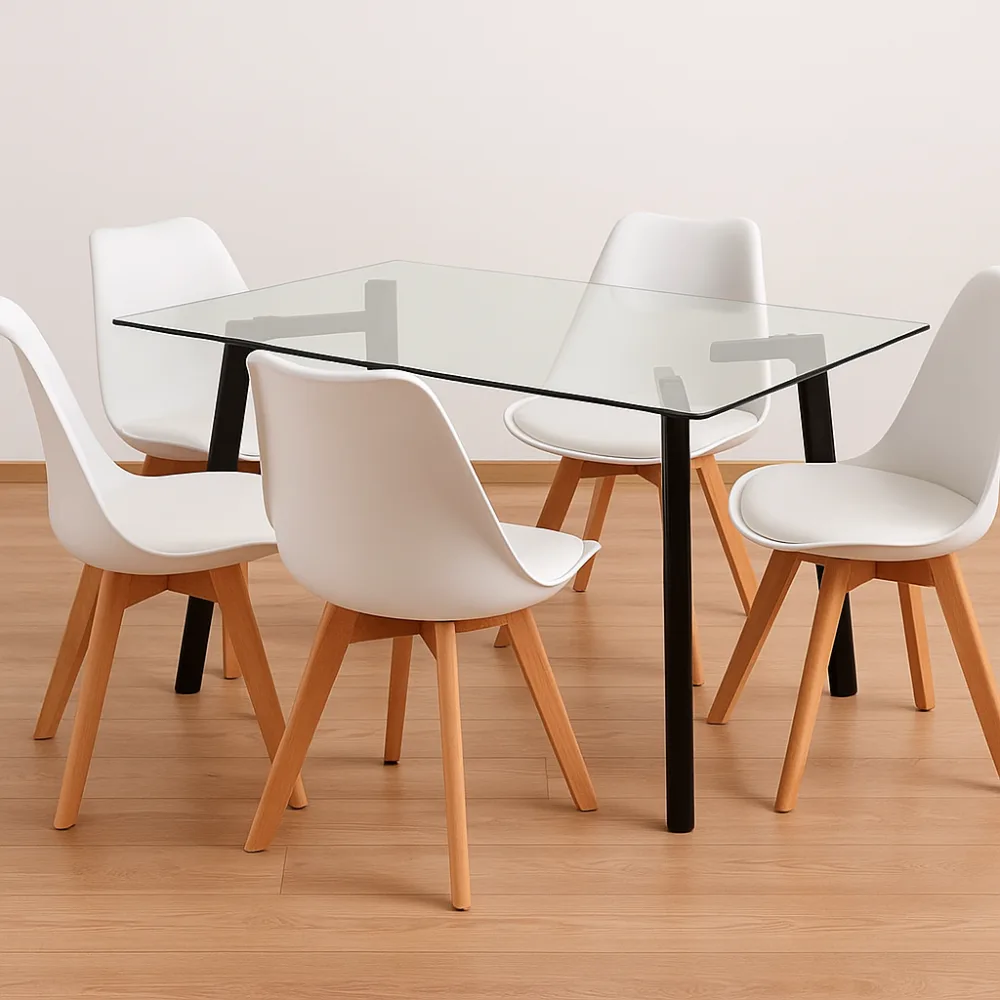 Comedor 4 Personas – Mesa rectangular Vidrio
