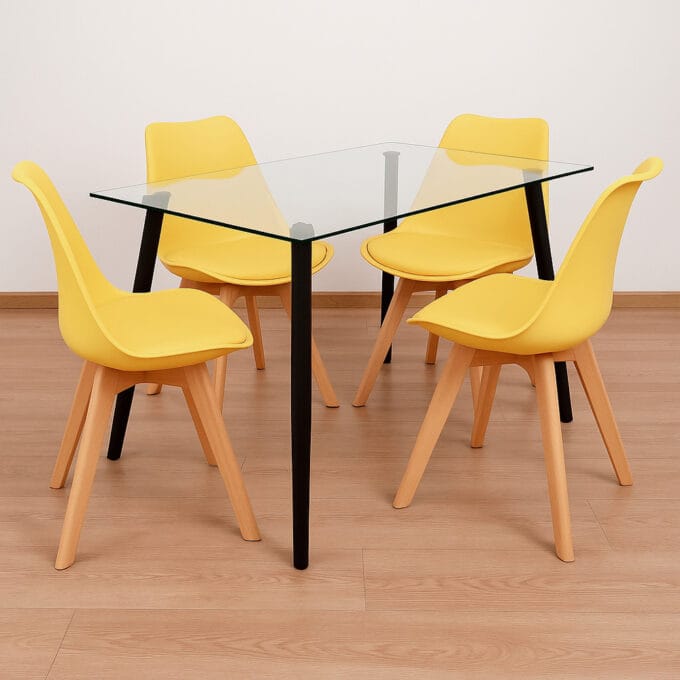 Comedor 4 Personas – Mesa rectangular Vidrio