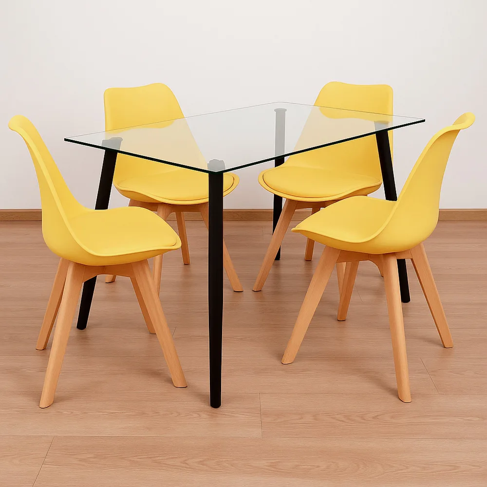 Comedor 4 Personas – Mesa rectangular Vidrio