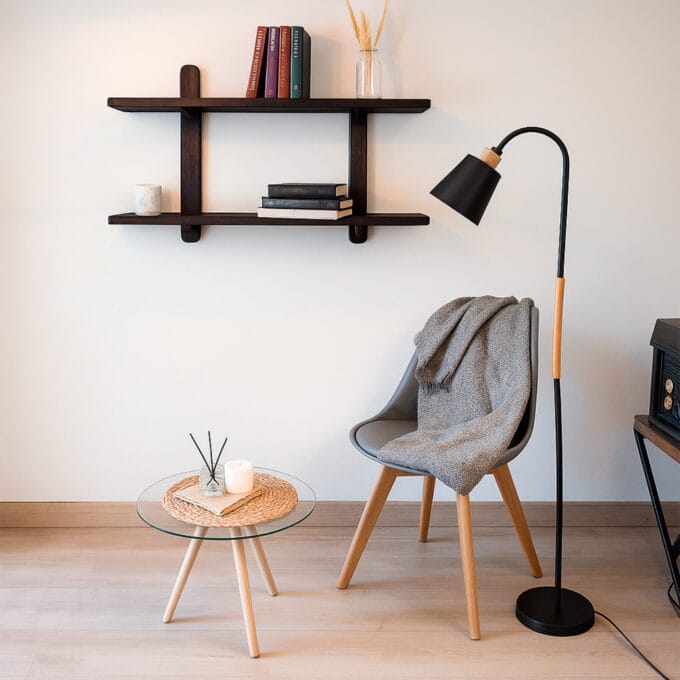 Estantería Oslo Negra – Madera Maciza 90cmx50cm