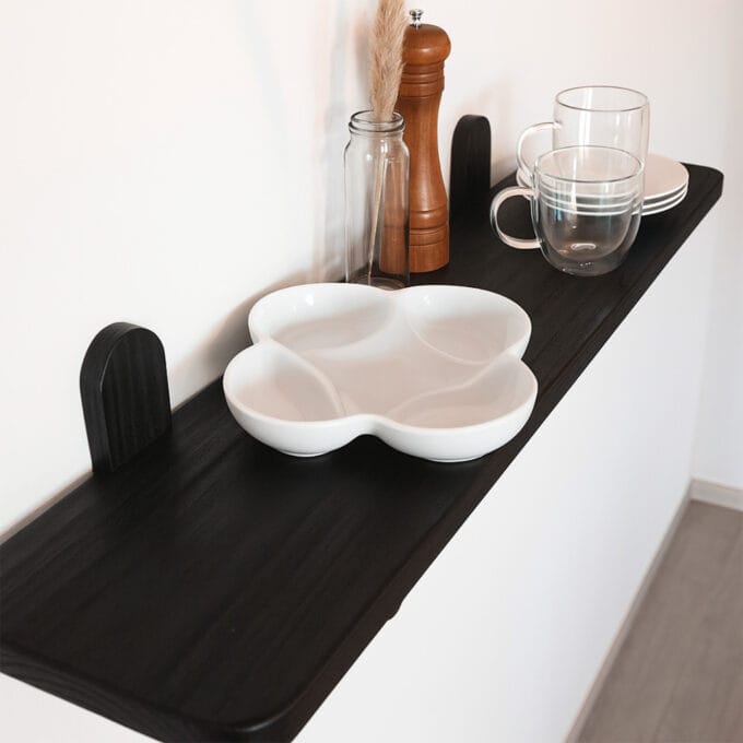 Estantería Oslo Negra – Madera Maciza 90cmx20cm