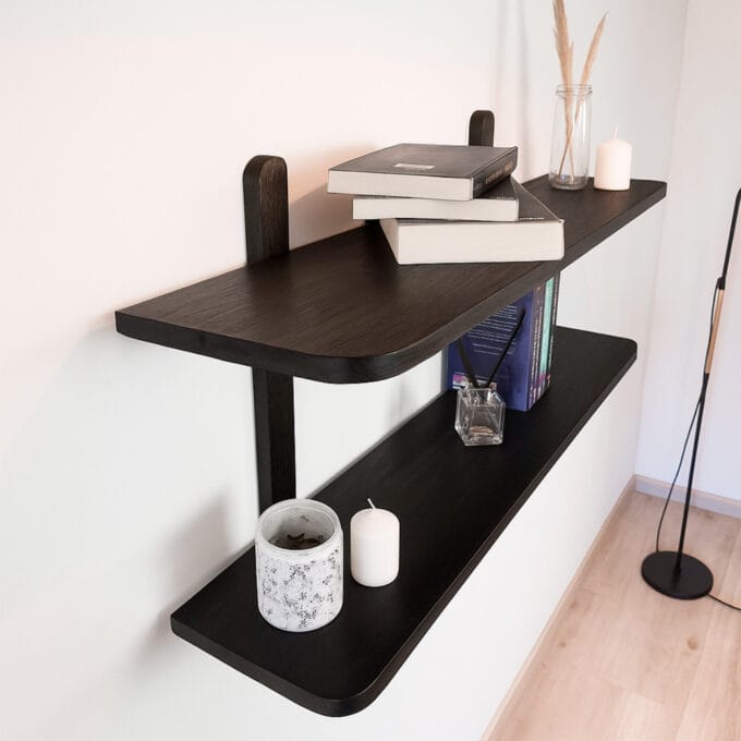 Estantería Oslo Negra – Madera Maciza 90cmx50cm