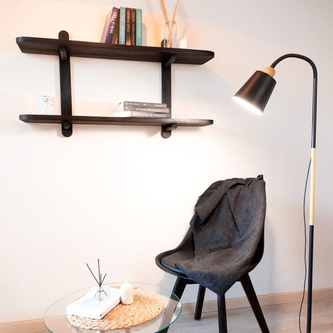 Estantería Oslo Negra – Madera Maciza 90cmx50cm