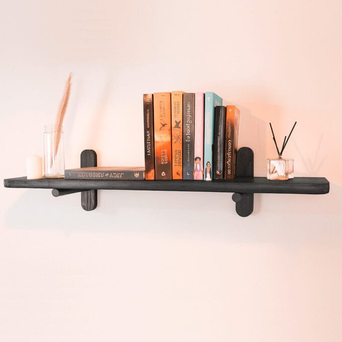 Estantería Oslo Negra – Madera Maciza 90cmx20cm