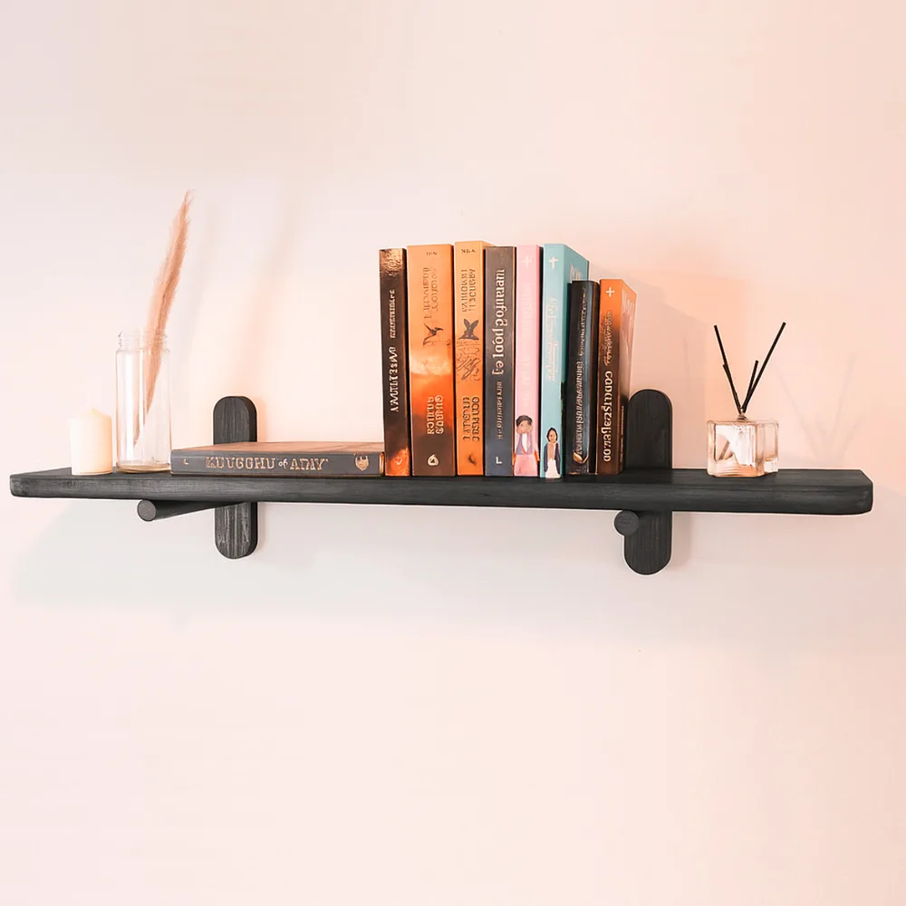 Estantería Oslo Negra – Madera Maciza 90cmx20cm