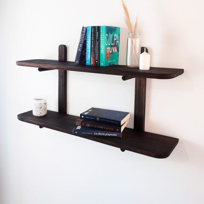 Estantería Oslo Negra – Madera Maciza 90cmx50cm